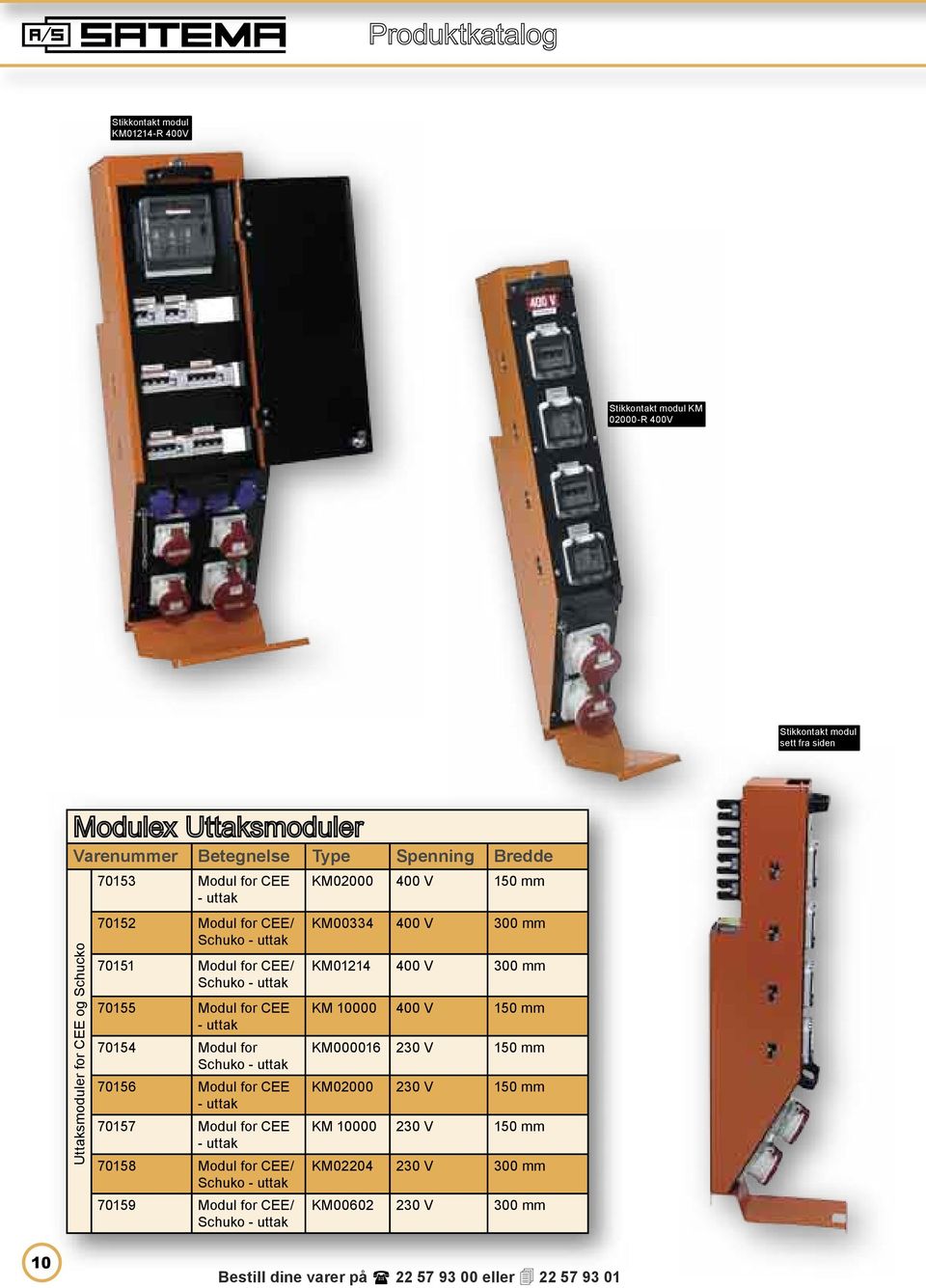 70156 Modul for CEE 70157 Modul for CEE 70158 Modul for CEE/ 70159 Modul for CEE/ KM02000 400 V 150 mm KM00334 400 V 300 mm KM01214 400 V