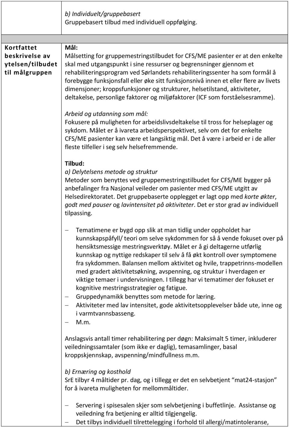 gjennom et rehabiliteringsprogram ved Sørlandets rehabiliteringssenter ha som formål å forebygge funksjonsfall eller øke sitt funksjonsnivå innen et eller flere av livets dimensjoner;