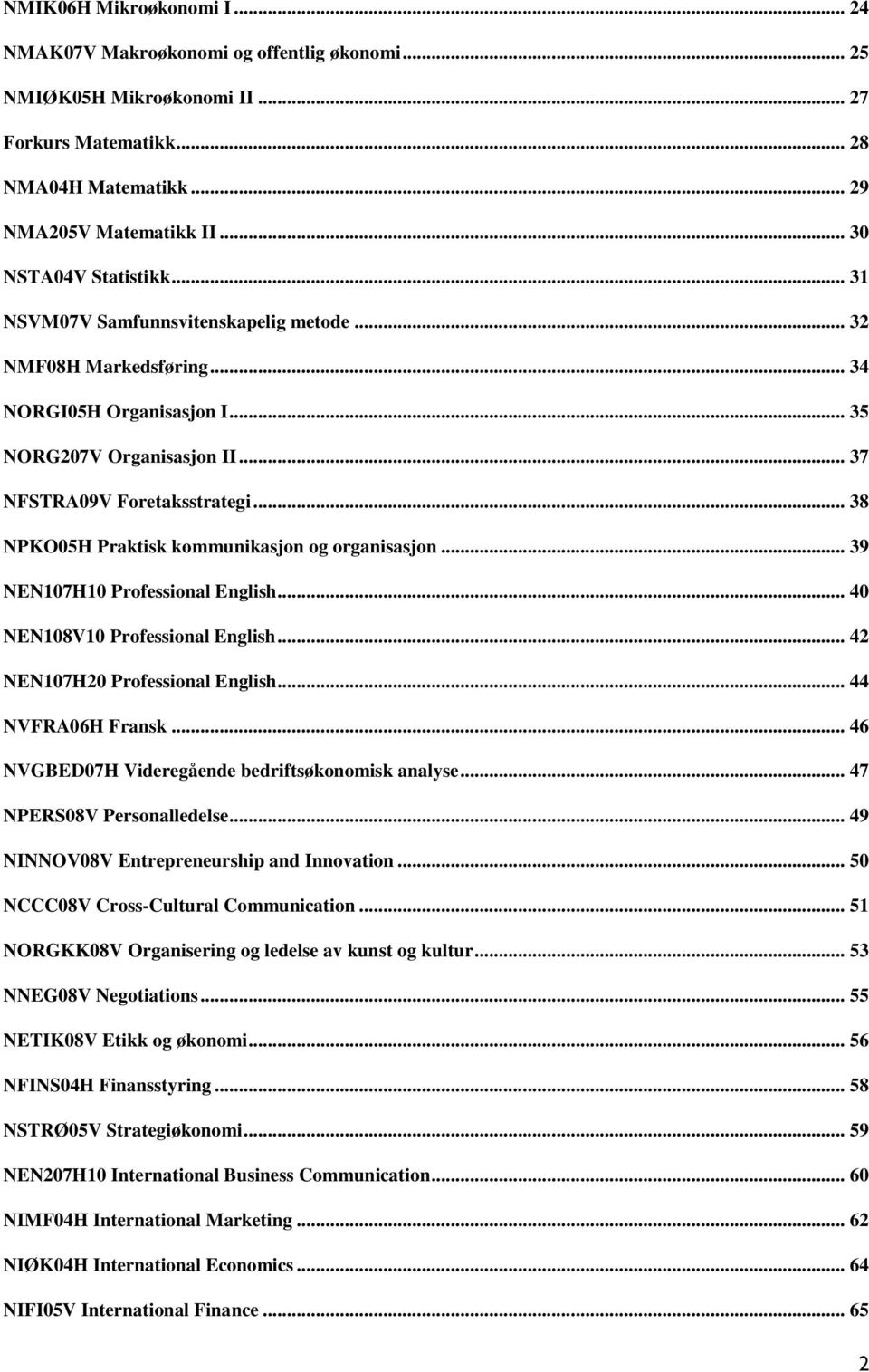 .. 38 NPKO05H Praktisk kommunikasjon og organisasjon... 39 NEN107H10 Professional English... 40 NEN108V10 Professional English... 42 NEN107H20 Professional English... 44 NVFRA06H Fransk.