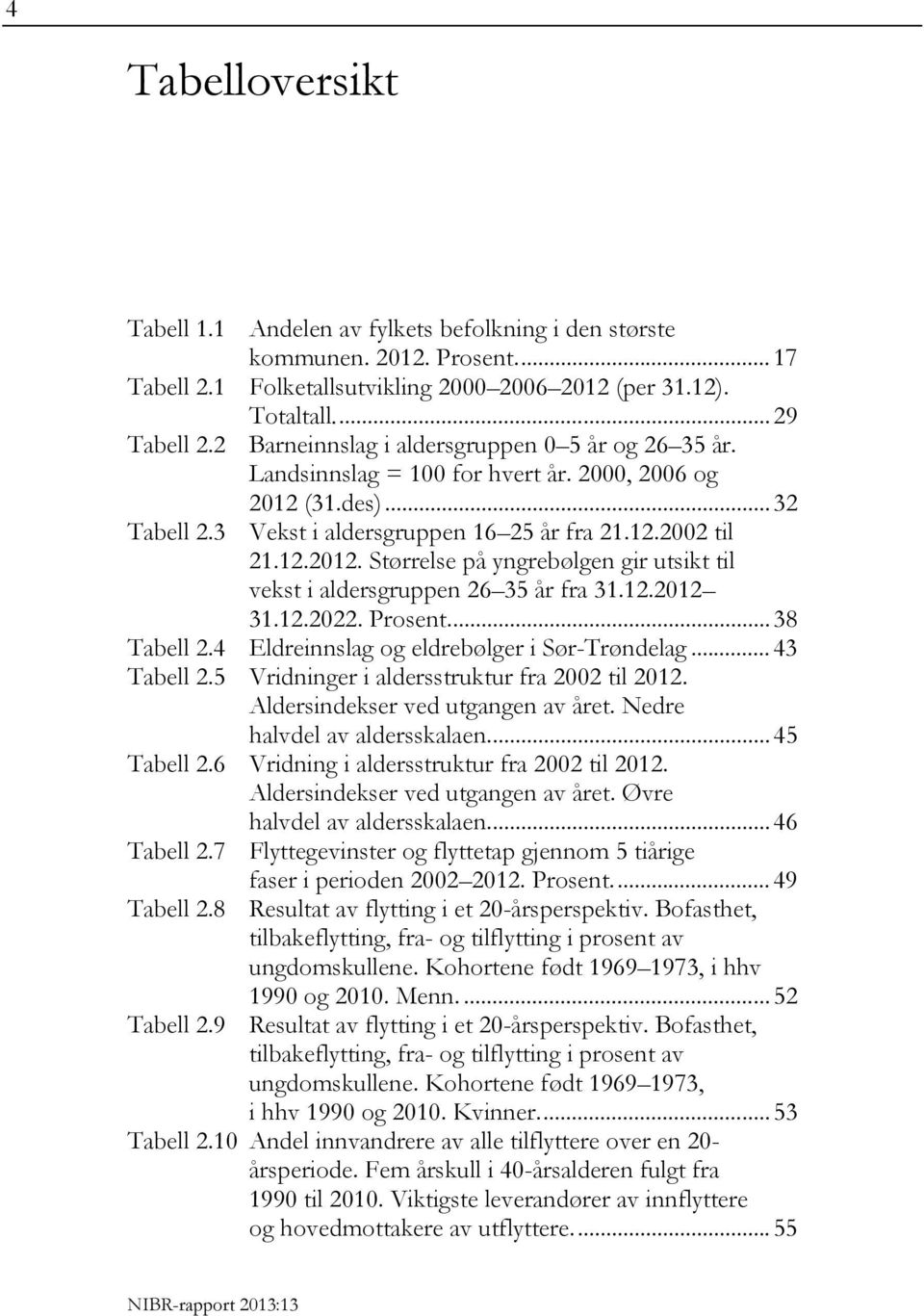 12.2012 31.12.2022. Prosent.... 38 Tabell 2.4 Eldreinnslag og eldrebølger i Sør-Trøndelag... 43 Tabell 2.5 Vridninger i aldersstruktur fra 2002 til 2012. Aldersindekser ved utgangen av året.