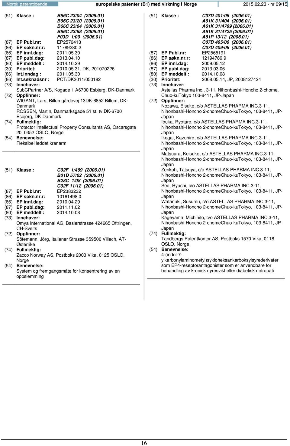 søknadsnr : PCT/DK2011/050182 SubCPartner A/S, Kogade 1 A6700 Esbjerg, DK-Danmark WIGANT, Lars, Billumgårdevej 13DK-6852 Billum, DK- Danmark ROSSEN, Martin, Danmarksgade 51 st. tv.