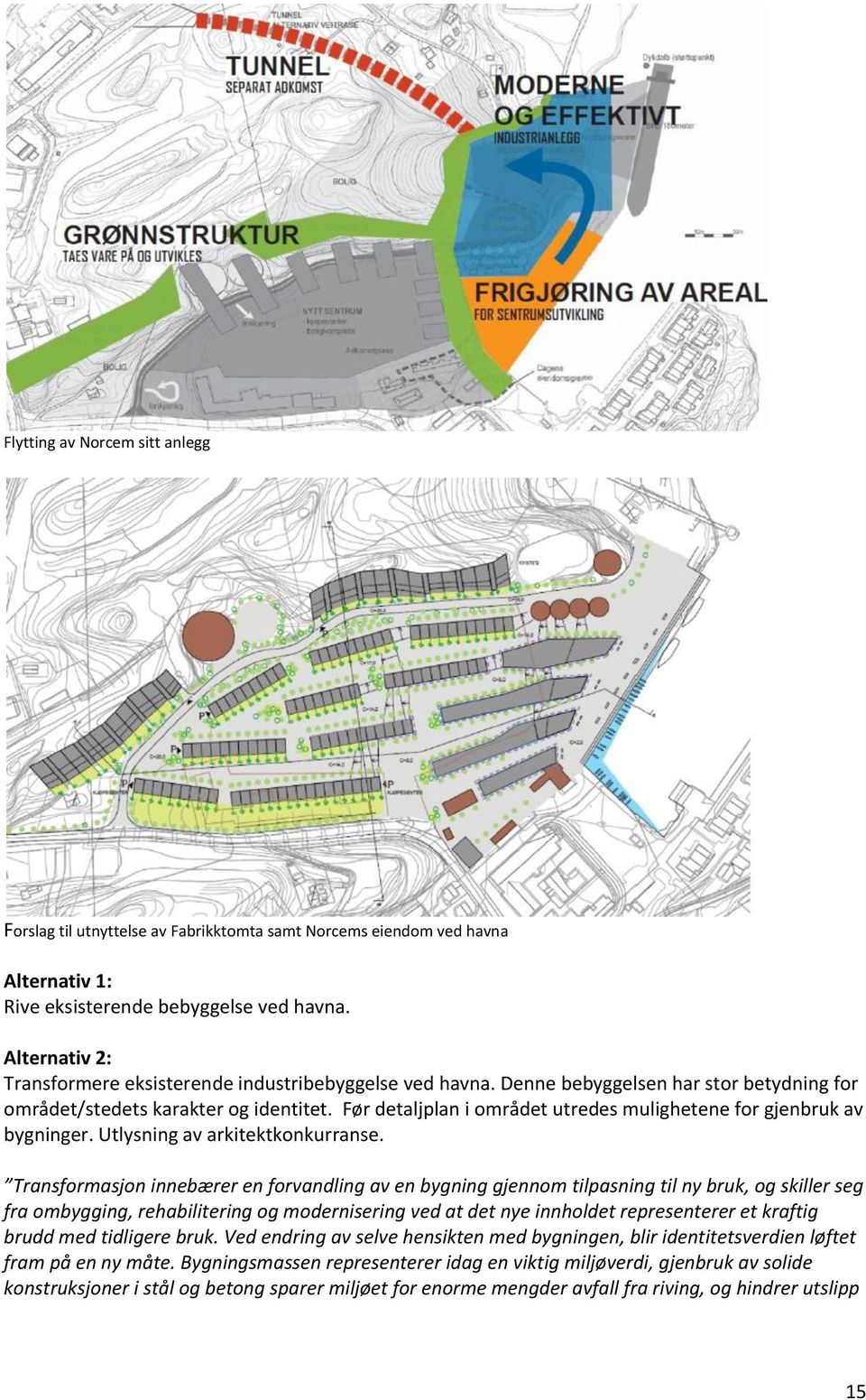 Før detaljplan i området utredes mulighetene for gjenbruk av bygninger. Utlysning av arkitektkonkurranse.