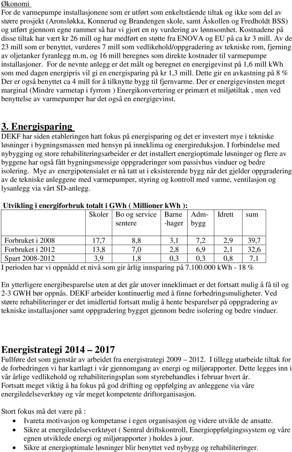 Av de 23 mill som er benyttet, vurderes 7 mill som vedlikehold/oppgradering av tekniske rom, fjerning av oljetanker fyranlegg m.