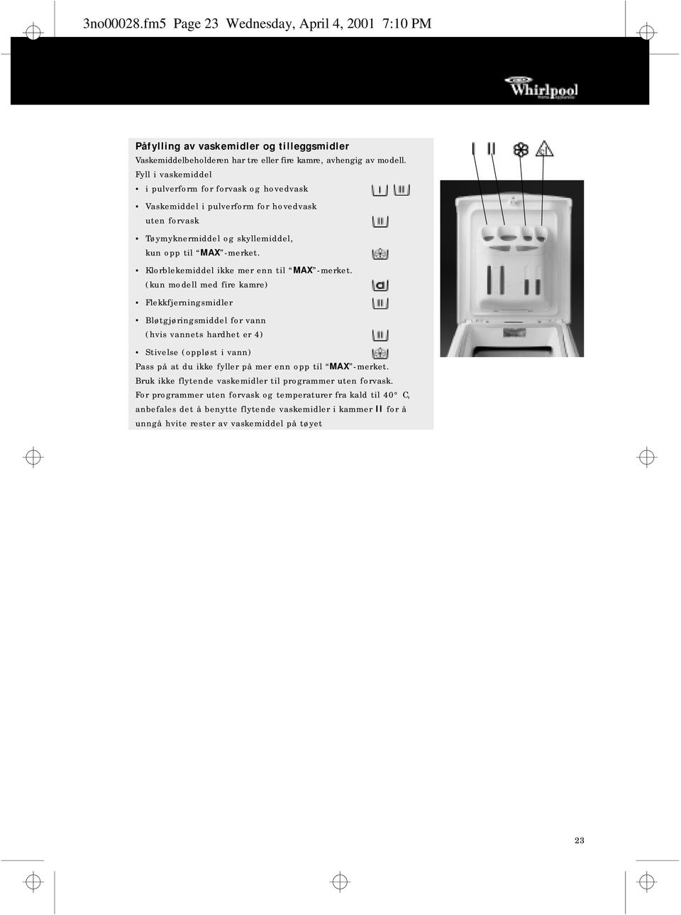 Klorblekemiddel ikke mer enn til MAX -merket.