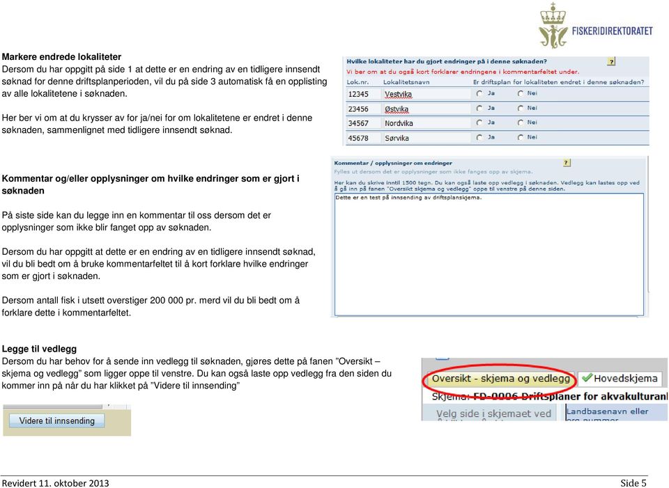 Kommentar og/eller opplysninger om hvilke endringer som er gjort i søknaden På siste side kan du legge inn en kommentar til oss dersom det er opplysninger som ikke blir fanget opp av søknaden.