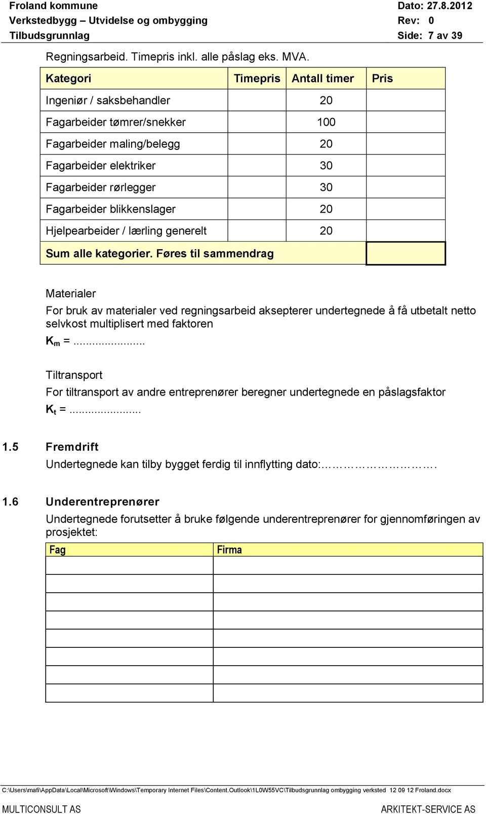 blikkenslager 20 Hjelpearbeider / lærling generelt 20 Sum alle kategorier.