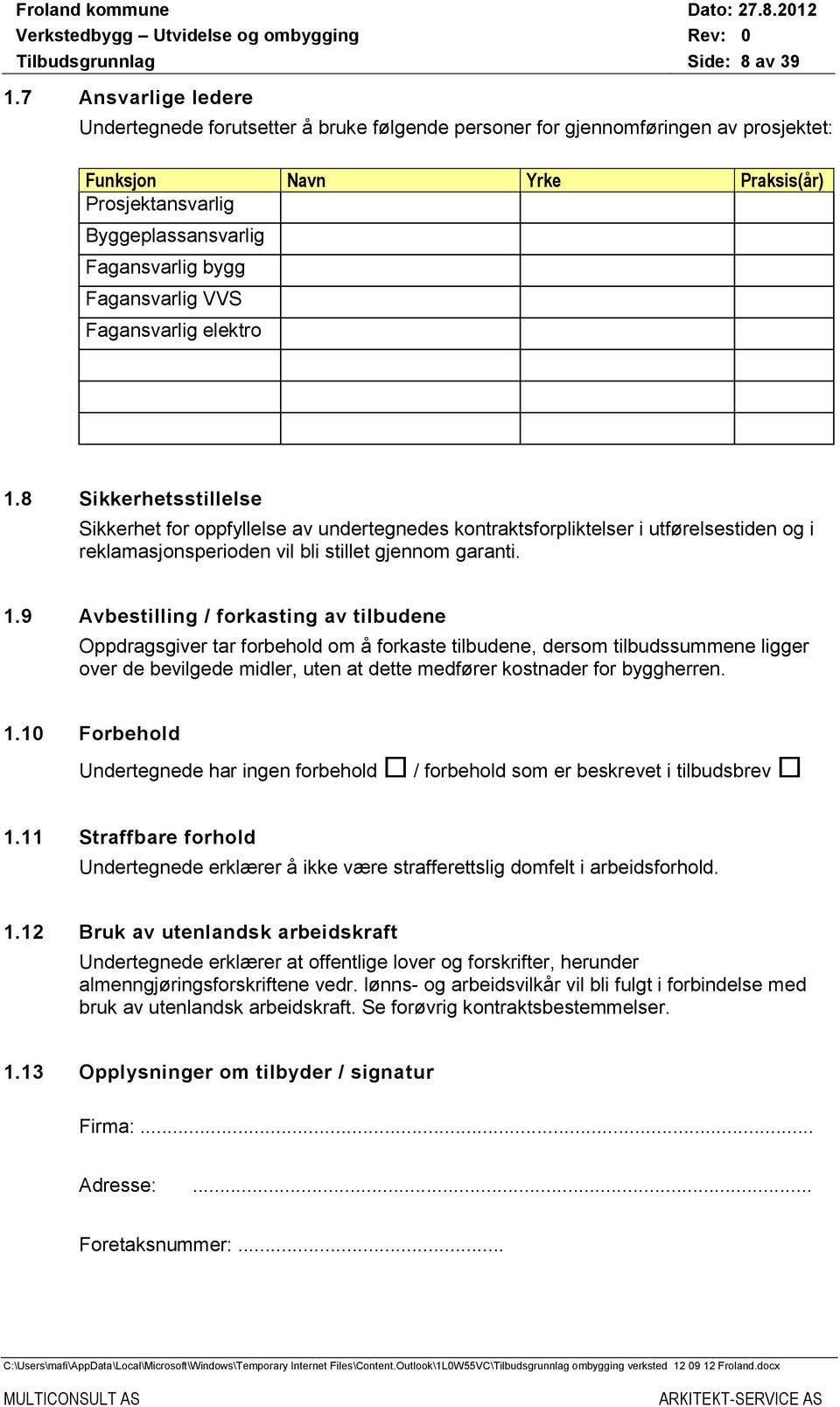 Fagansvarlig VVS Fagansvarlig elektro 1.