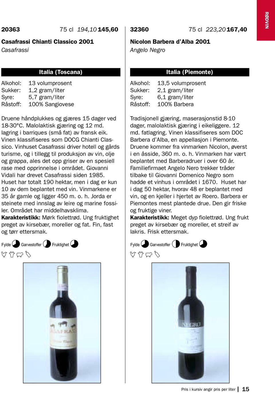 lagring i barriques (små fat) av fransk eik. Vinen klassifiseres som DOCG Chianti Classico.