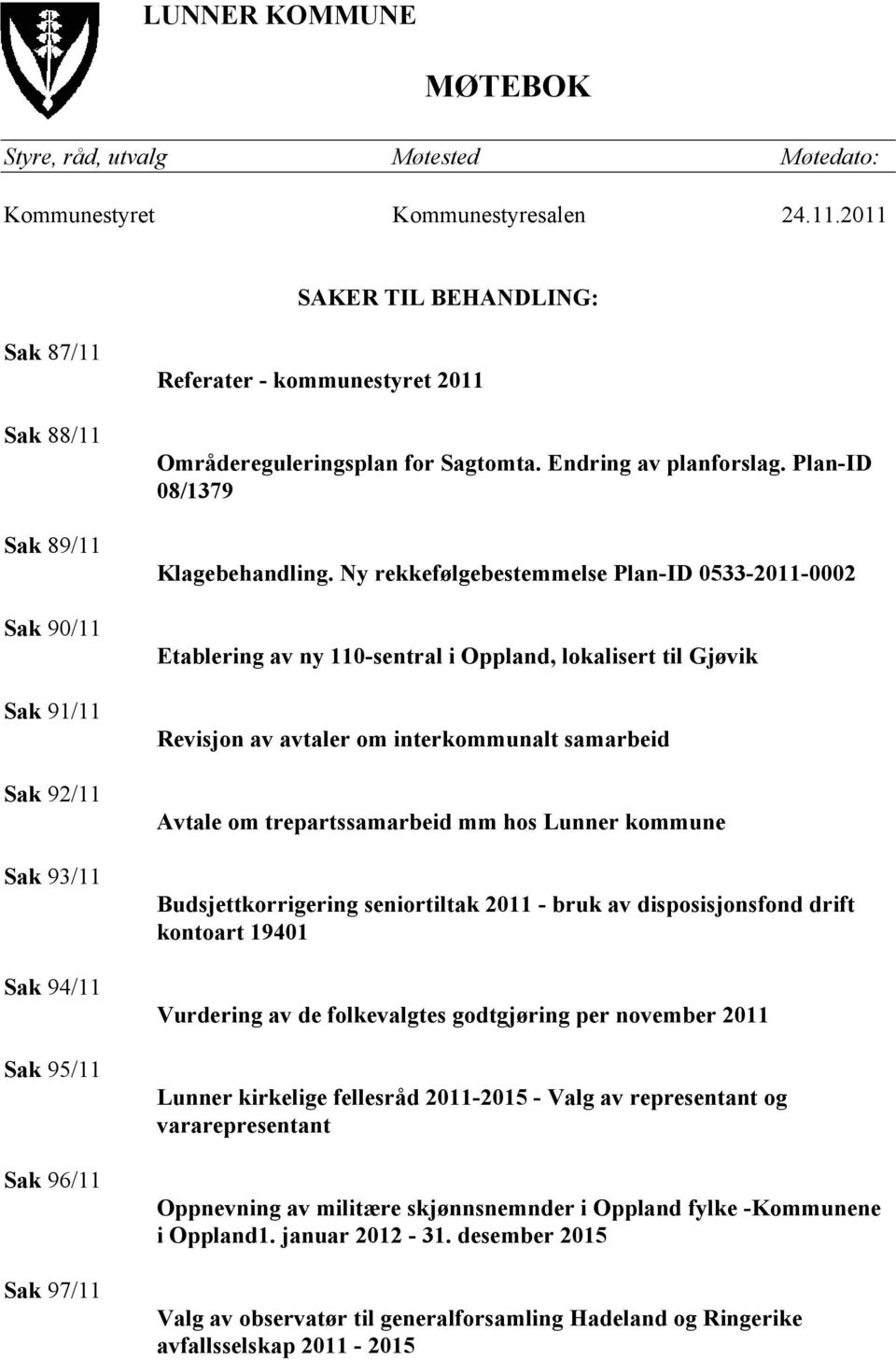 Sagtomta. Endring av planforslag. Plan-ID 08/1379 Klagebehandling.