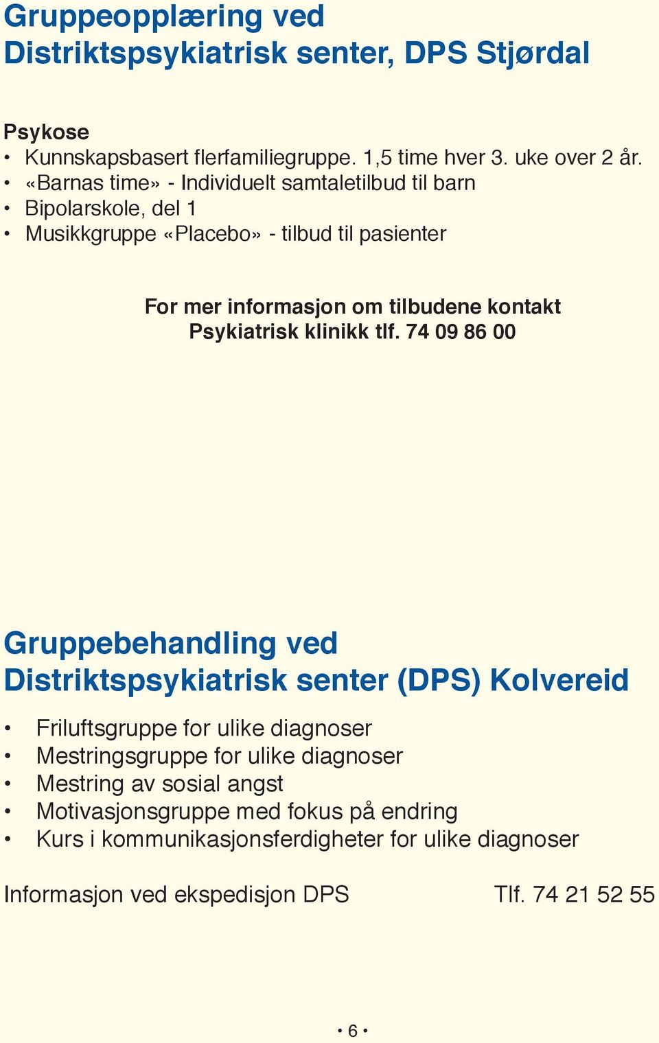 Psykiatrisk klinikk tlf.