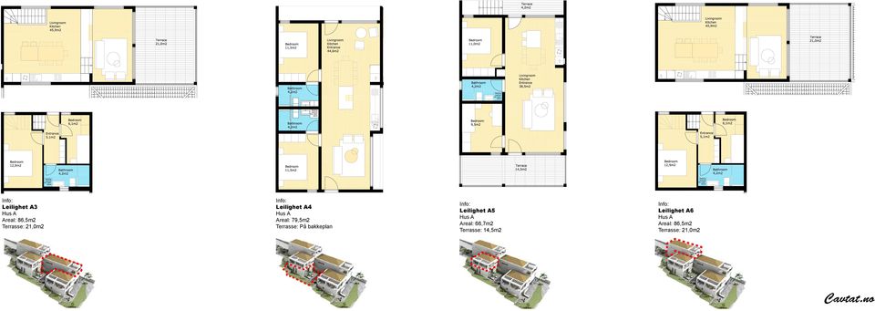 bakkeplan Leilighet A5 Hus A Areal: 66,7m2