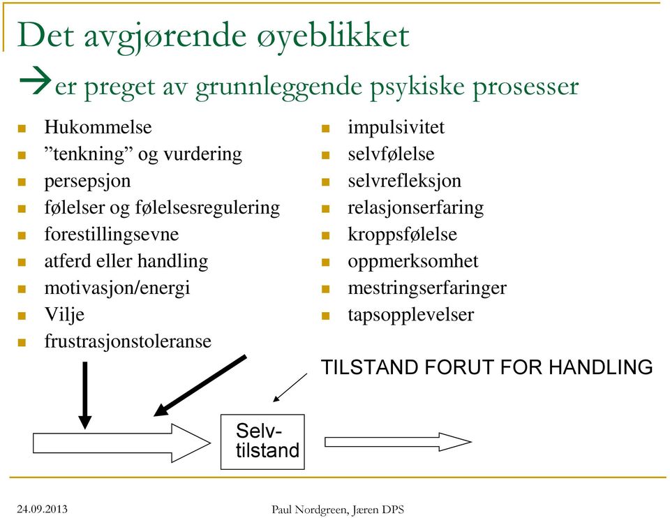 motivasjon/energi Vilje frustrasjonstoleranse impulsivitet selvfølelse selvrefleksjon