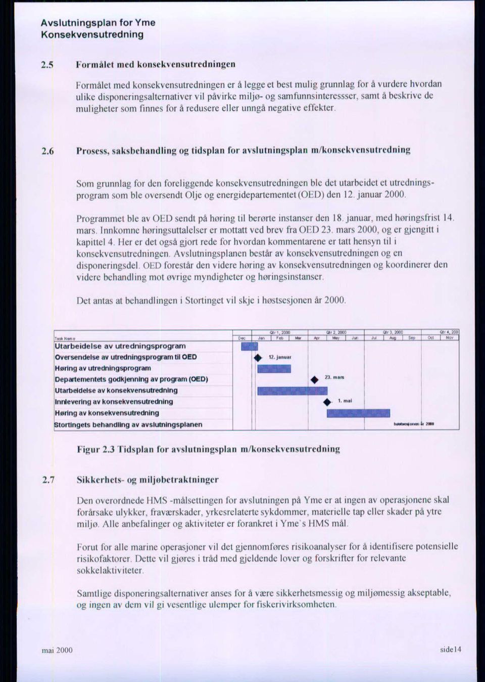 6 Prosess, saksbehandling og tidsplan for avslutningsplan m/konsekvensutredning Som grurinlag for deii foreliggende konsekvensuttedningen ble det utarbeidet et utredningsprograrn som ble oversendt