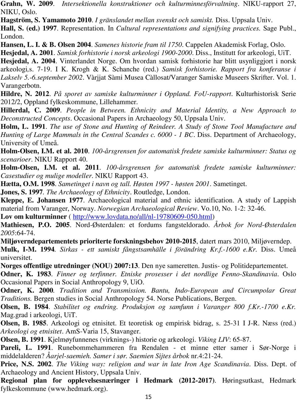 Cappelen Akademisk Forlag, Oslo. Hesjedal, A. 2001. Samisk forhistorie i norsk arkeologi 1900-2000. Diss., Institutt for arkeologi, UiT. Hesjedal, A. 2004. Vinterlandet Norge.