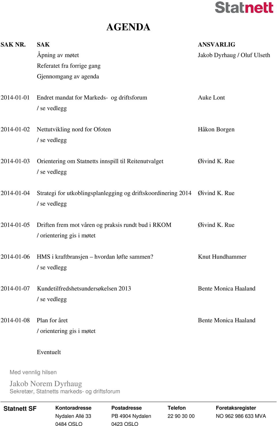 Nettutvikling nord for Ofoten / se vedlegg Håkon Borgen 2014-01-03 Orientering om Statnetts innspill til Reitenutvalget / se vedlegg Øivind K.