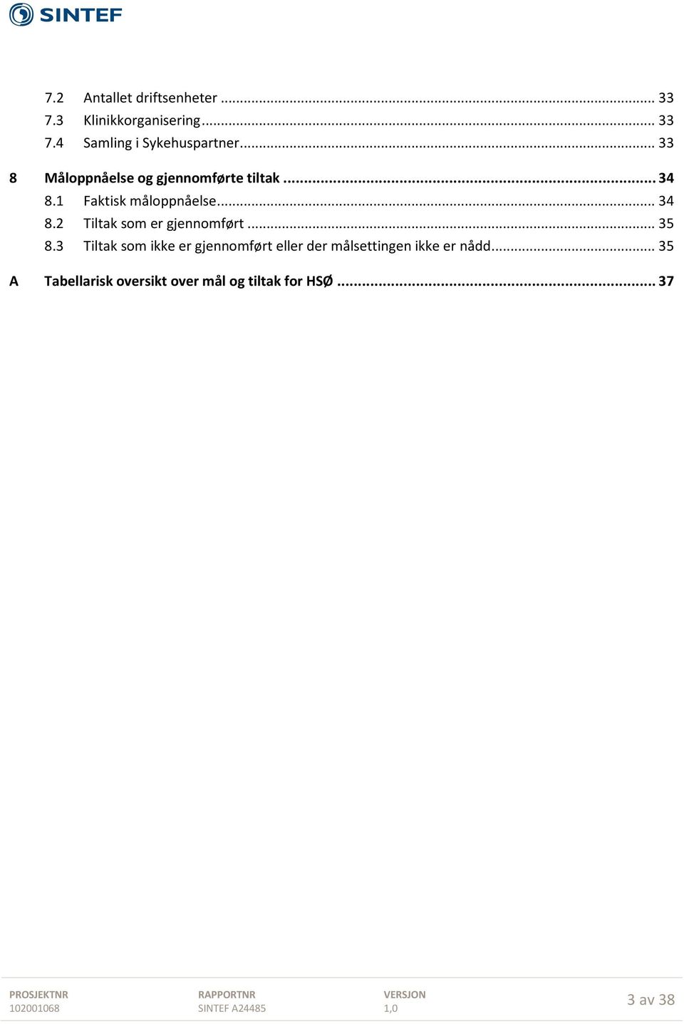 .. 35 8.3 Tiltak som ikke er gjennomført eller der målsettingen ikke er nådd.