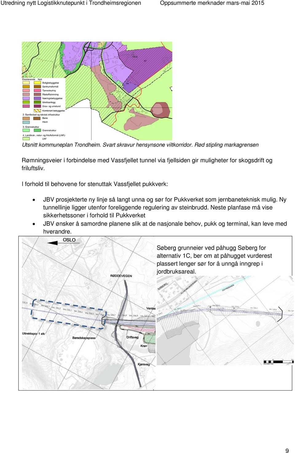 I forhold til behovene for stenuttak Vassfjellet pukkverk: JBV prosjekterte ny linje så langt unna og sør for Pukkverket som jernbaneteknisk mulig.