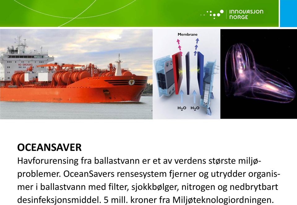 OceanSavers rensesystem fjerner og utrydder organismer i ballastvann med