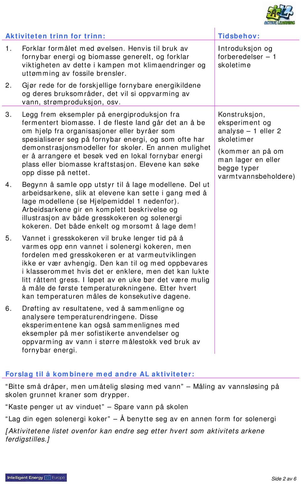 Gjør rede for de forskjellige fornybare energikildene og deres bruksområder, det vil si oppvarming av vann, strømproduksjon, osv. 3. Legg frem eksempler på energiproduksjon fra fermentert biomasse.