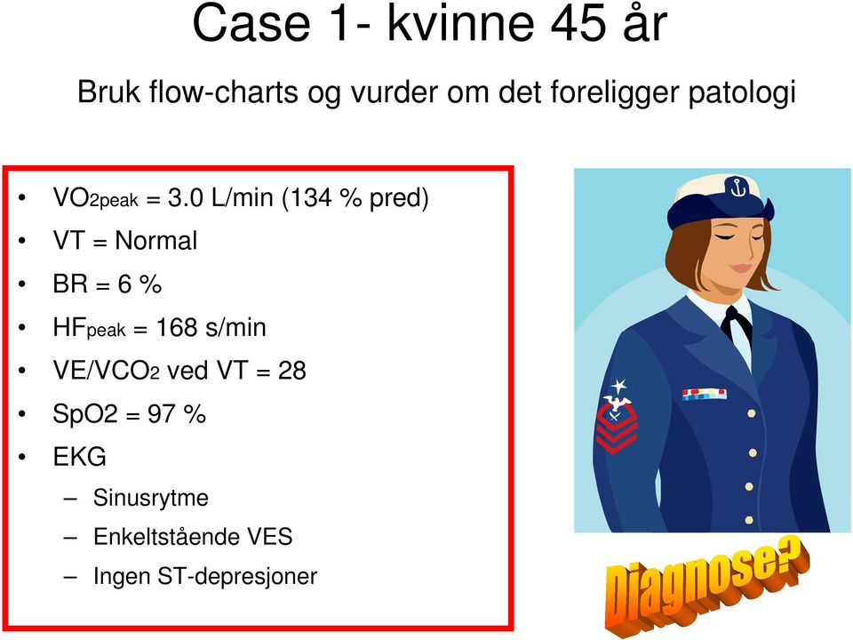 0 L/min (134 % pred) VT = Normal BR = 6 % HFpeak = 168