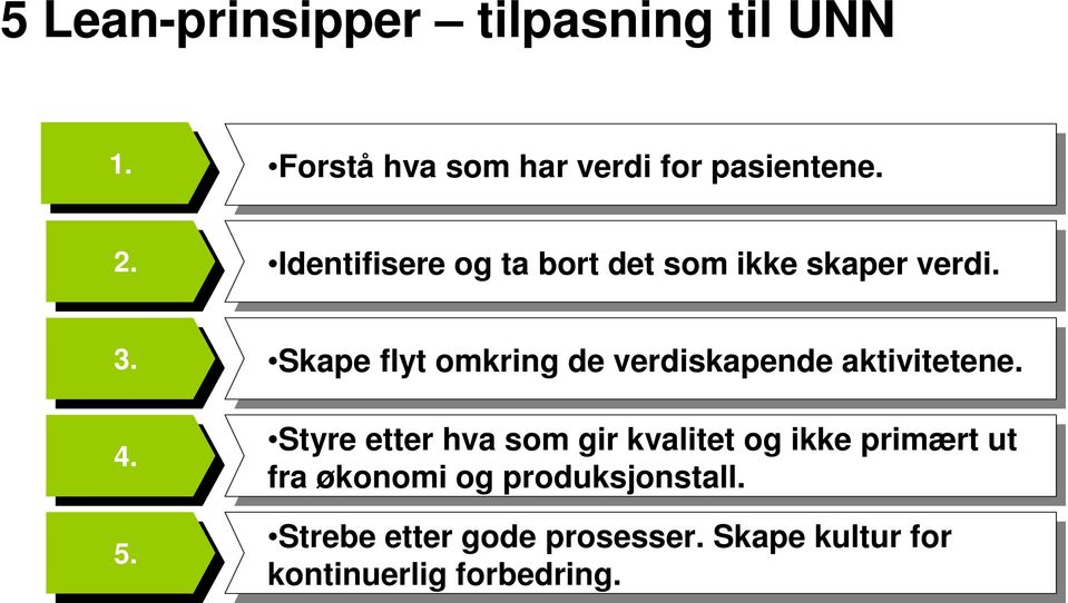 5. Skape flyt omkring de verdiskapende aktivitetene.