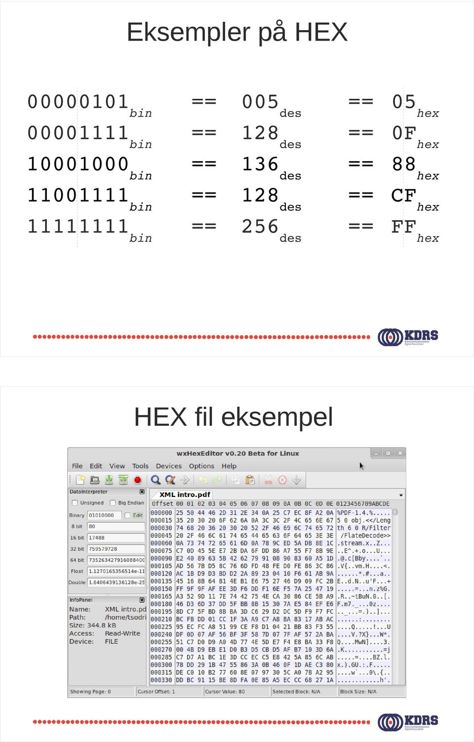 28des 256des HEX fil eksempel ==