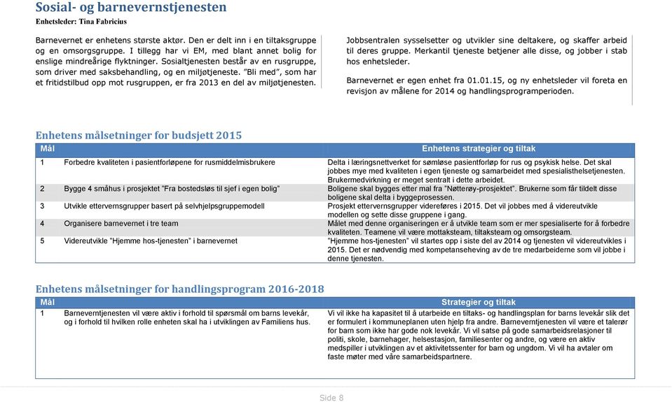 Bli med, som har et fritidstilbud opp mot rusgruppen, er fra 2013 en del av miljøtjenesten. Jobbsentralen sysselsetter og utvikler sine deltakere, og skaffer arbeid til deres gruppe.