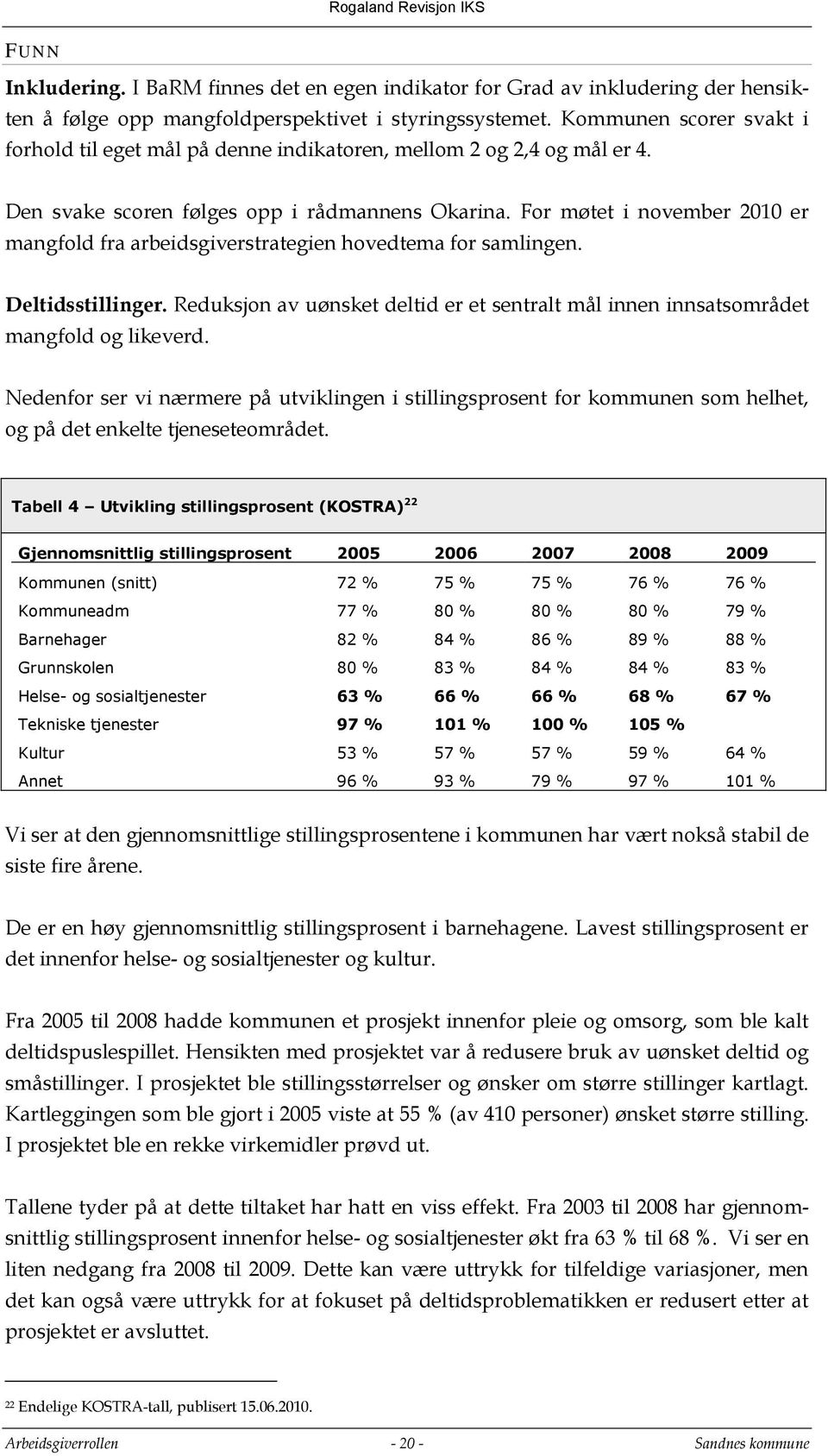 For møtet i november 2010 er mangfold fra arbeidsgiverstrategien hovedtema for samlingen. Deltidsstillinger. Reduksjon av uønsket deltid er et sentralt mål innen innsatsområdet mangfold og likeverd.