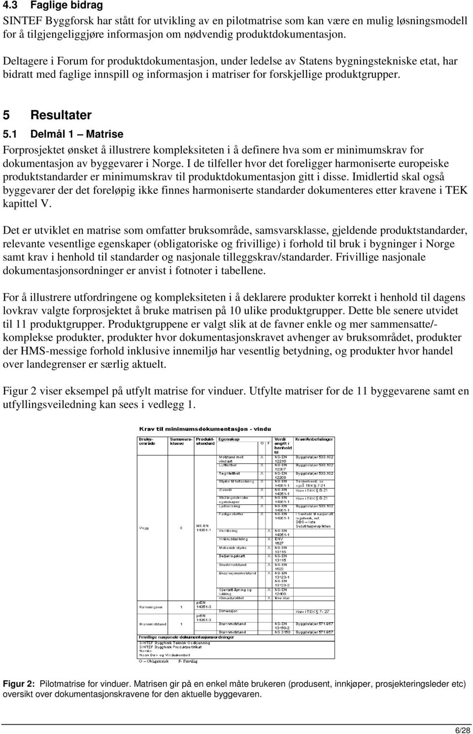 1 Delmål 1 Matrise Frprsjektet ønsket å illustrere kmpleksiteten i å definere hva sm er minimumskrav fr dkumentasjn av byggevarer i Nrge.