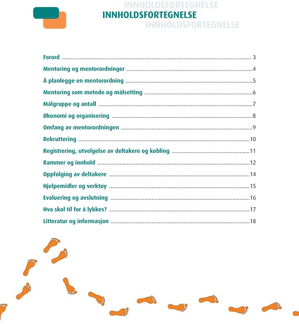 ..8 Omfang av mentorordningen...9 Rekruttering...10 Registrering, utvelgelse av deltakere og kobling...11 Rammer og innhold.