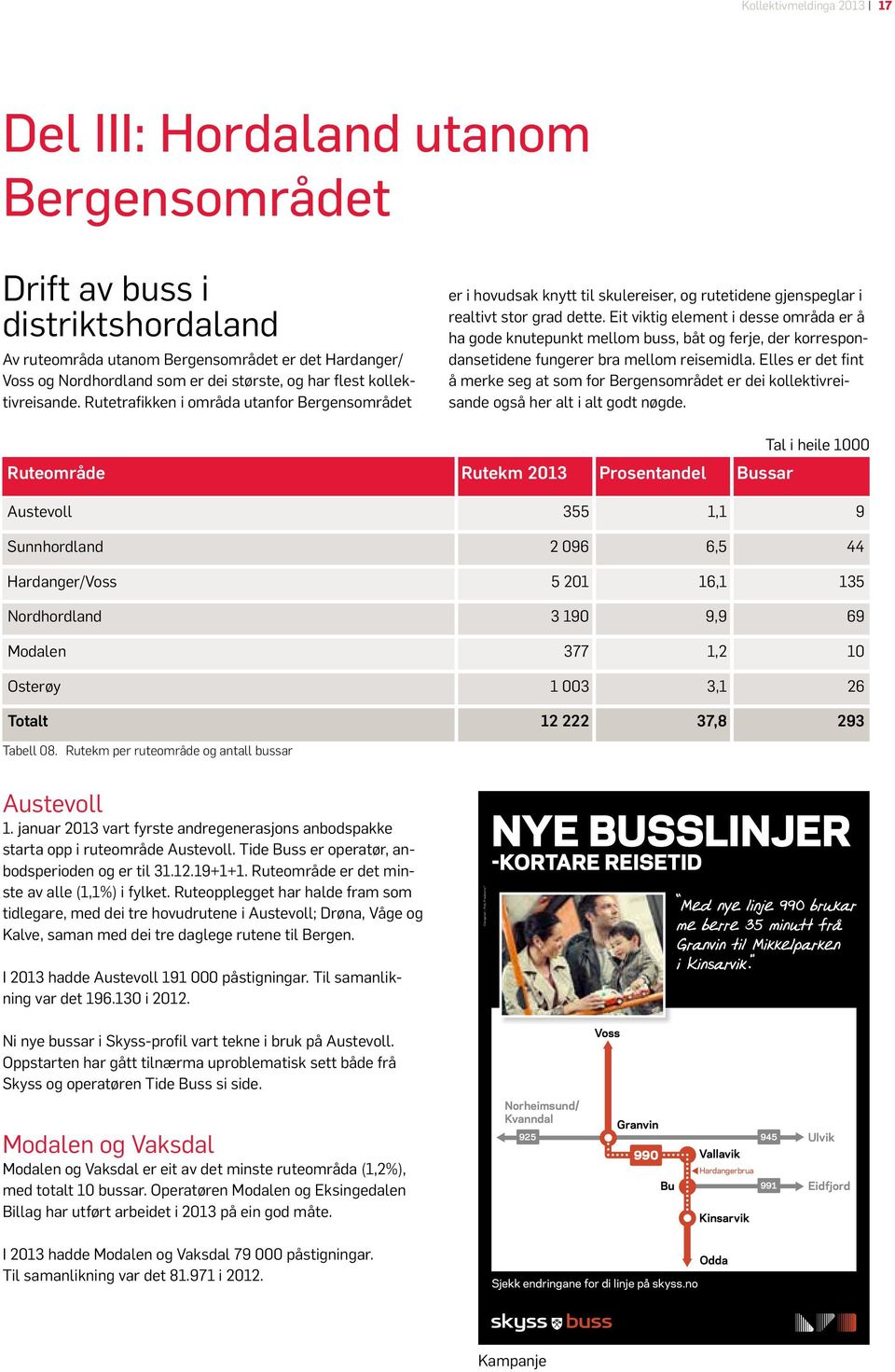 Eit viktig element i desse områda er å ha gode knutepunkt mellom buss, båt og ferje, der korrespondansetidene fungerer bra mellom reisemidla.