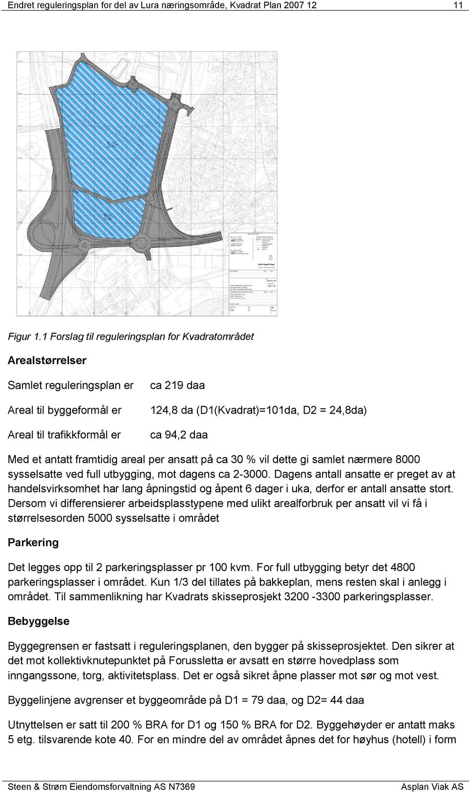 94,2 daa Med et antatt framtidig areal per ansatt på ca 30 % vil dette gi samlet nærmere 8000 sysselsatte ved full utbygging, mot dagens ca 2-3000.