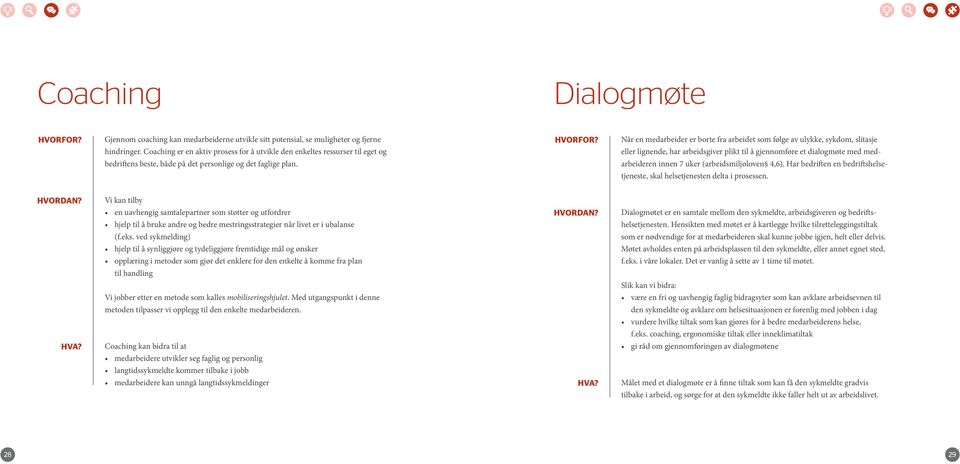 å gjennomføre et dialogmøte med med- bedriftens beste, både på det personlige og det faglige plan. arbeideren innen 7 uker (arbeidsmiljøloven 4,6).