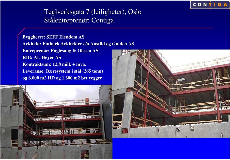 Entreprenør: Fuglesang & Olesen AS RIB: AL Høyer AS Kontraktsum: 12,8 mill.