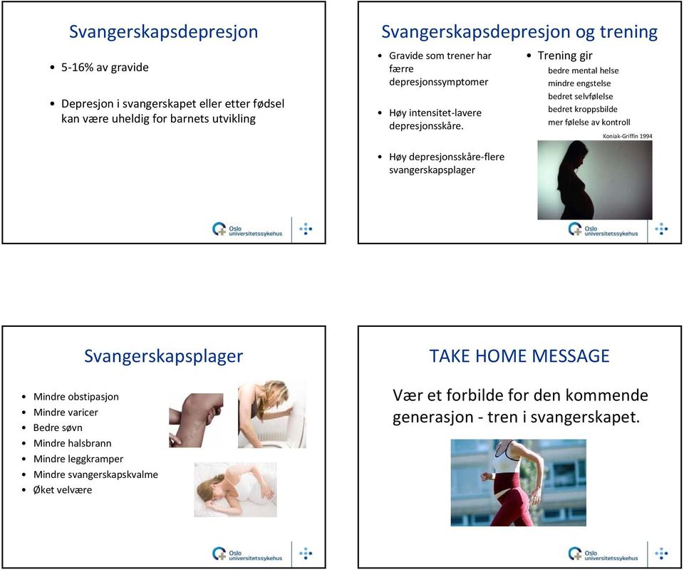 Trening gir bedre mental helse mindre engstelse bedret selvfølelse bedret kroppsbilde mer følelse av kontroll Koniak Griffin 1994 Høy depresjonsskåre flere