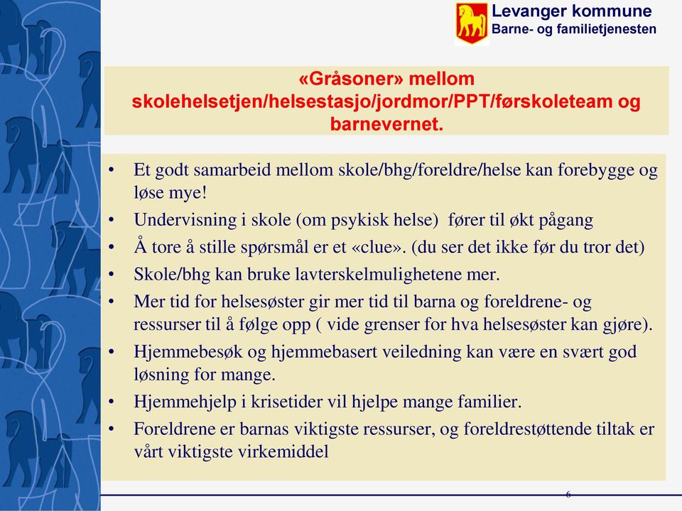 (du ser det ikke før du tror det) Skole/bhg kan bruke lavterskelmulighetene mer.