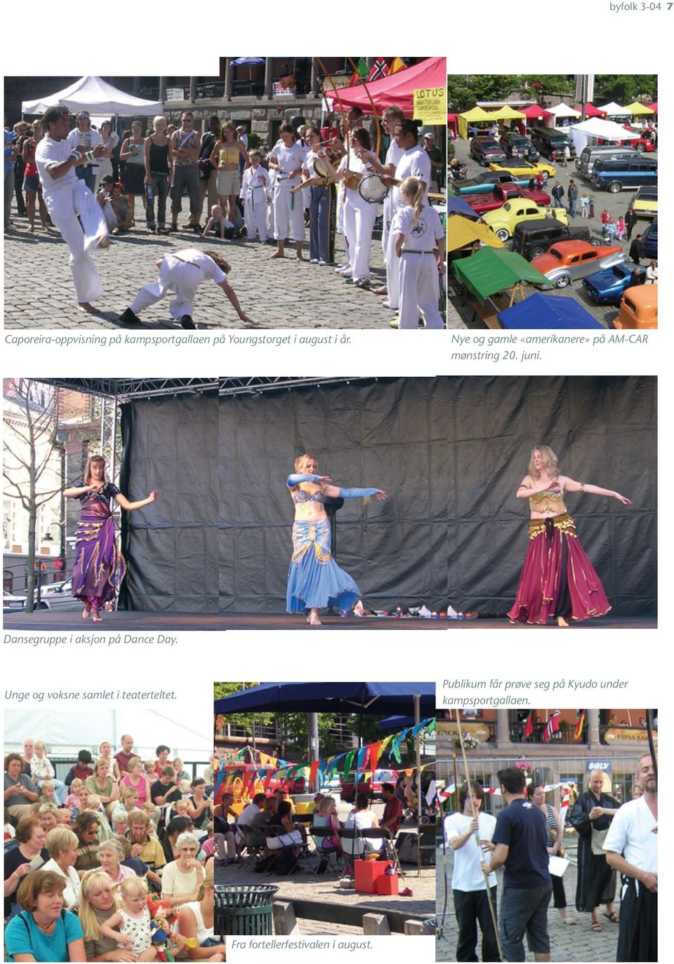 Dansegruppe i aksjon på Dance Day. Unge og voksne samlet i teaterteltet.