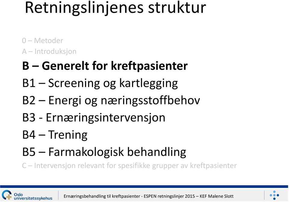 næringsstoffbehov B3 - Ernæringsintervensjon B4 Trening B5