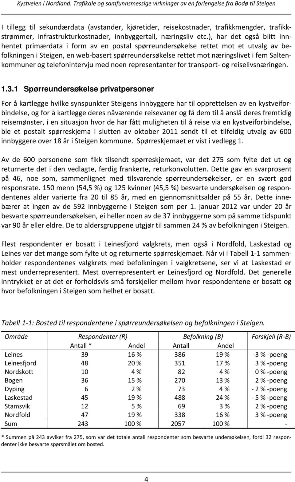 Saltenkommuner og telefonintervju med noen representanter for transport- og reiselivsnæringen. 1.3.