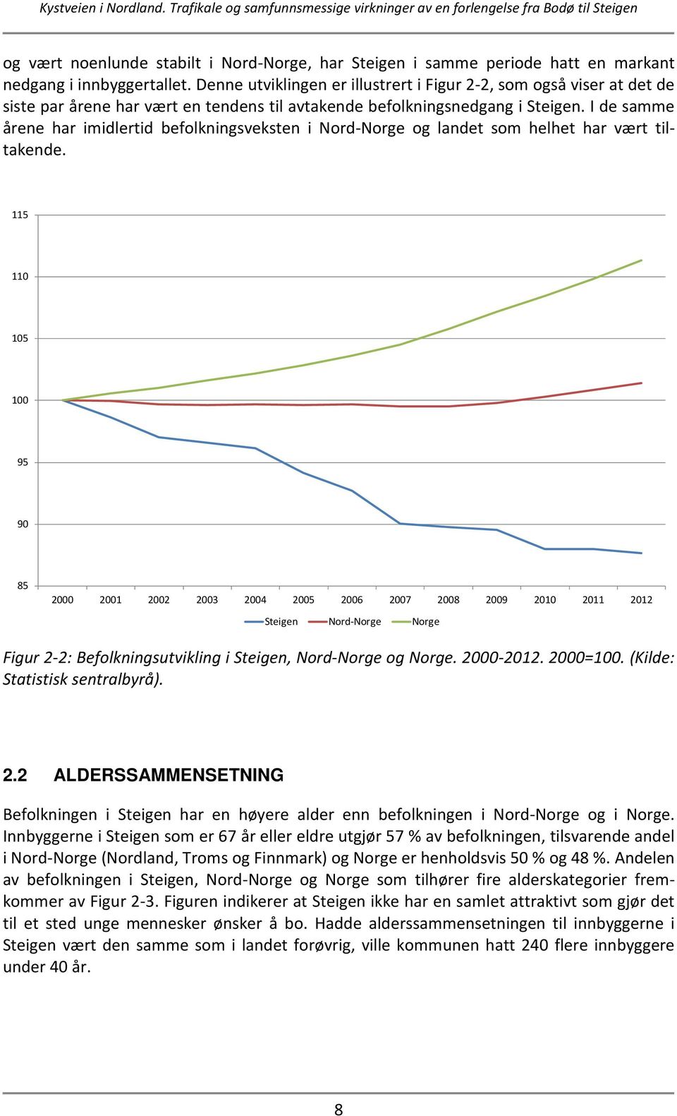 I de samme årene har imidlertid befolkningsveksten i Nord-Norge og landet som helhet har vært tiltakende.