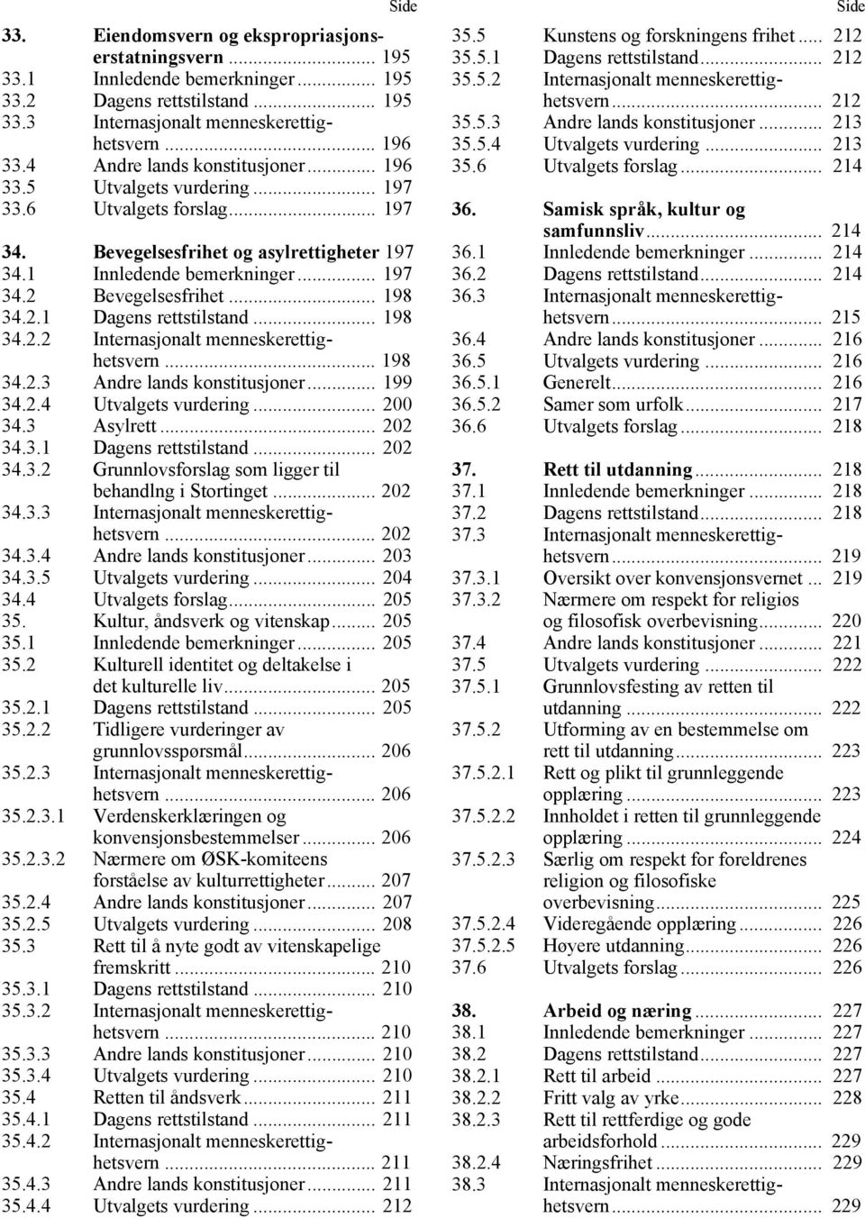 .. 198 34.2.1 Dagens rettstilstand... 198 34.2.2 Internasjonalt menneskerettighetsvern... 198 34.2.3 Andre lands konstitusjoner... 199 34.2.4 Utvalgets vurdering... 200 34.3 Asylrett... 202 34.3.1 Dagens rettstilstand... 202 34.3.2 Grunnlovsforslag som ligger til behandlng i Stortinget.