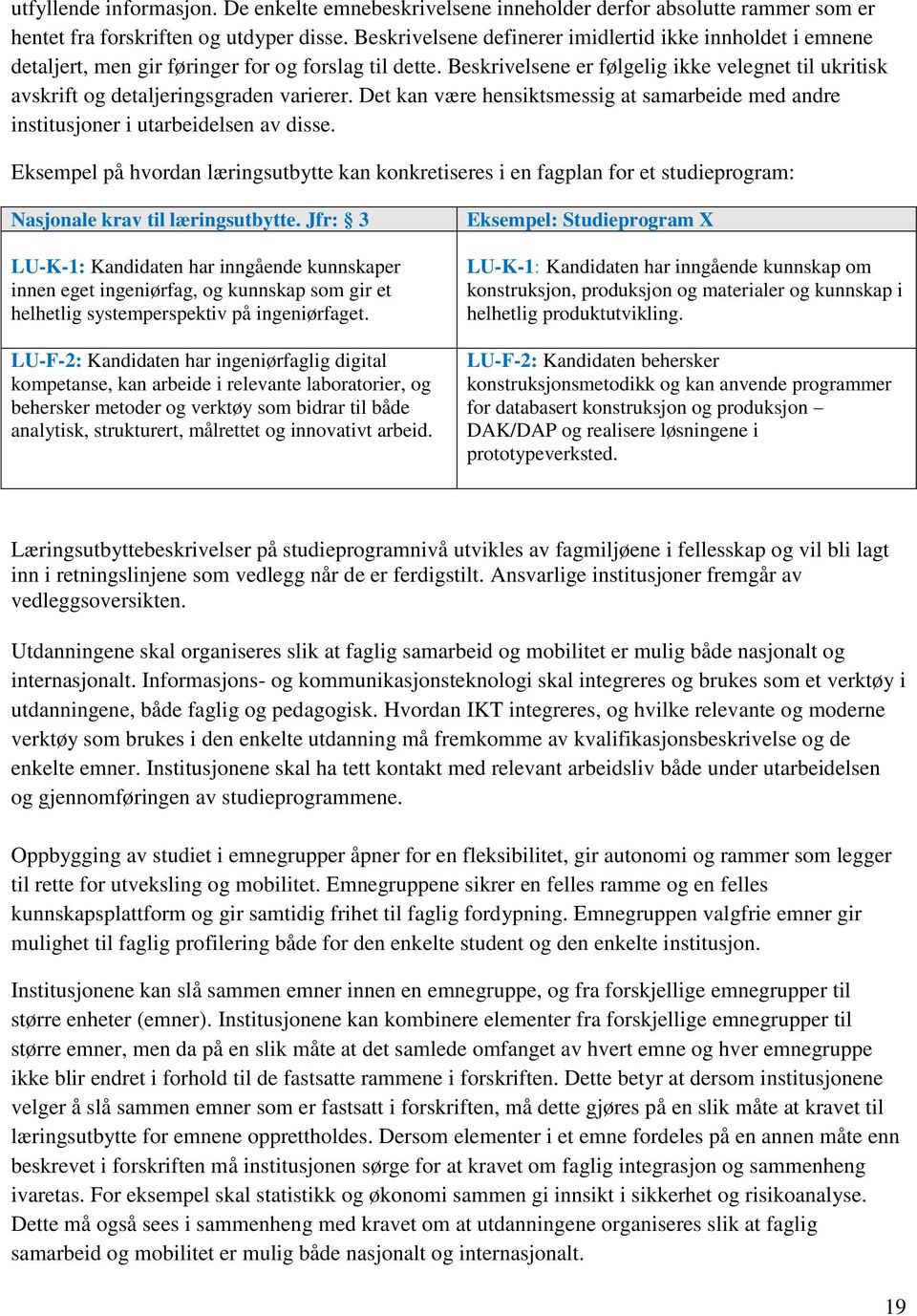 Beskrivelsene er følgelig ikke velegnet til ukritisk avskrift og detaljeringsgraden varierer. Det kan være hensiktsmessig at samarbeide med andre institusjoner i utarbeidelsen av disse.