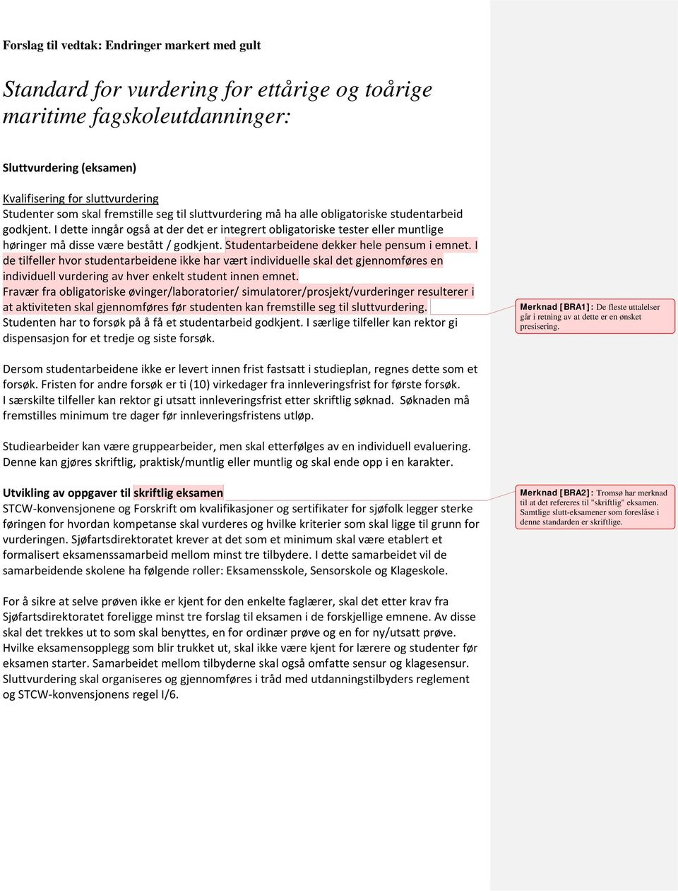 I dette inngår også at der det er integrert obligatoriske tester eller muntlige høringer må disse være bestått / godkjent. Studentarbeidene dekker hele pensum i emnet.