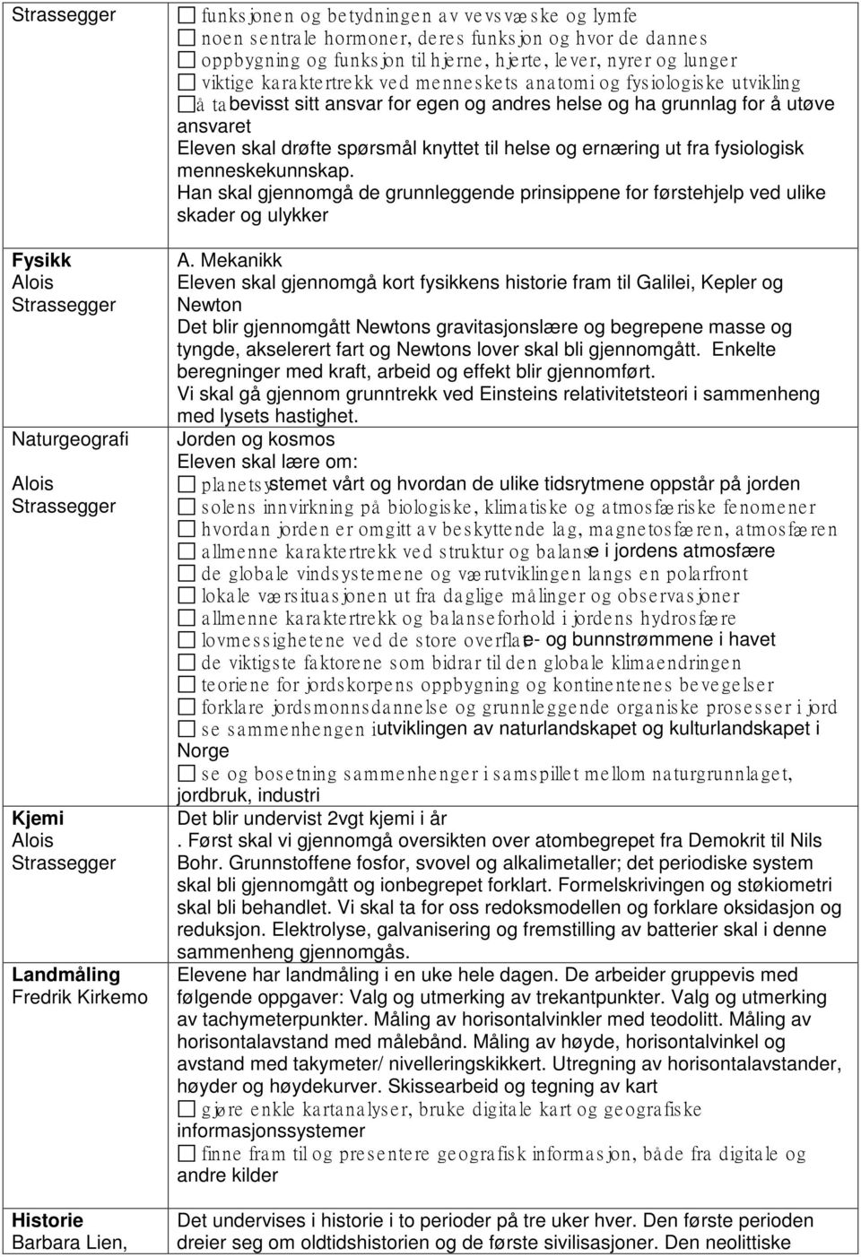 Eleven skal drøfte spørsmål knyttet til helse og ernæring ut fra fysiologisk menneskekunnskap. Han skal gjennomgå de grunnleggende prinsippene for førstehjelp ved ulike skader og ulykker A.