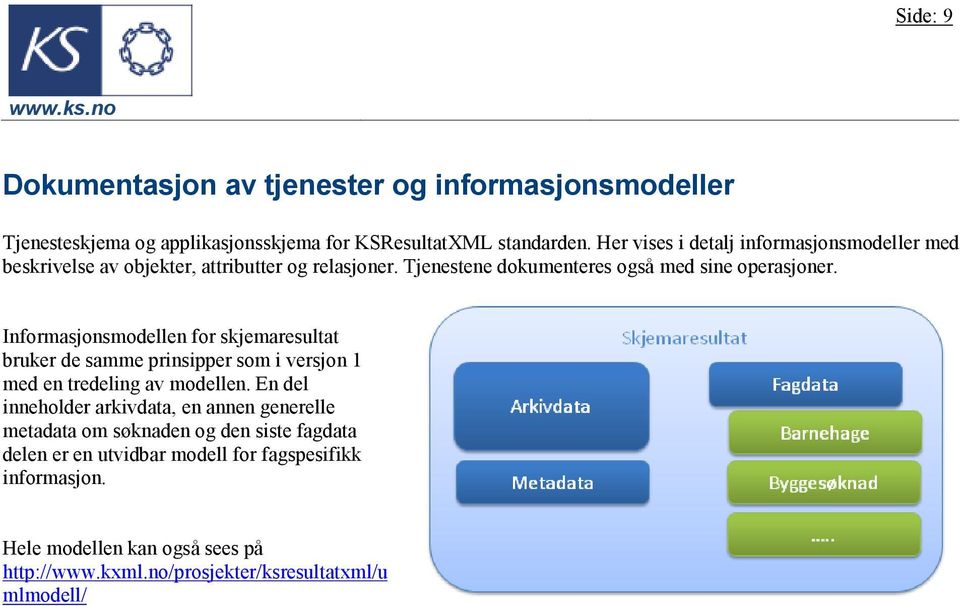 Informasjonsmodellen for skjemaresultat bruker de samme prinsipper som i versjon 1 med en tredeling av modellen.