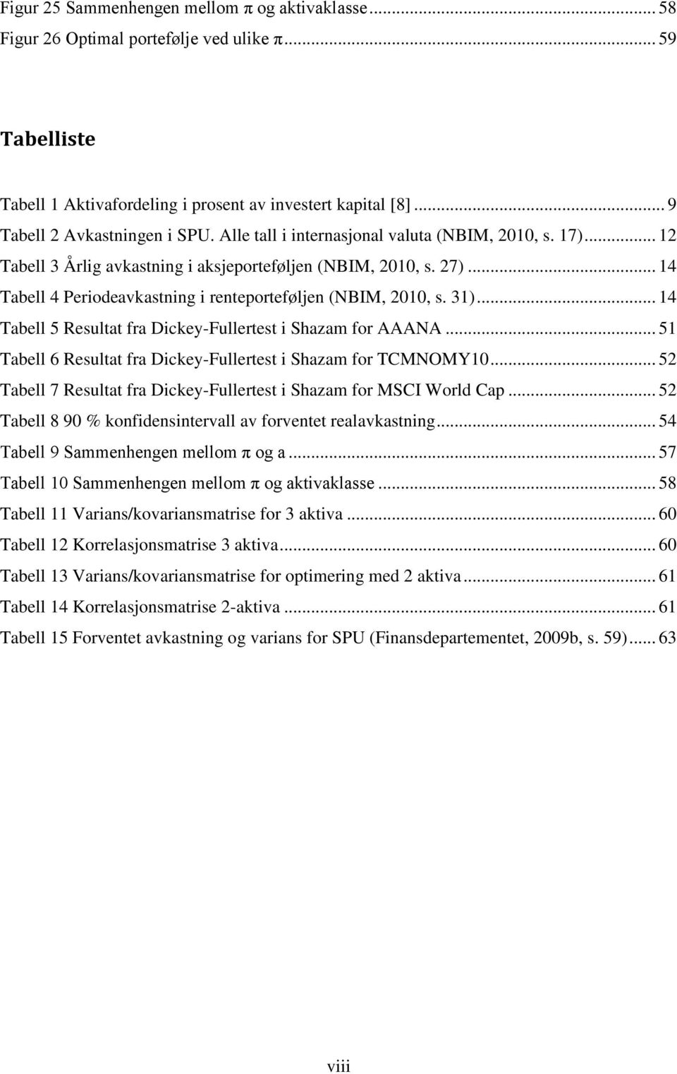 .. 14 Tabell 4 Periodeavkastning i renteporteføljen (NBIM, 2010, s. 31)... 14 Tabell 5 Resultat fra Dickey-Fullertest i Shazam for AAANA.