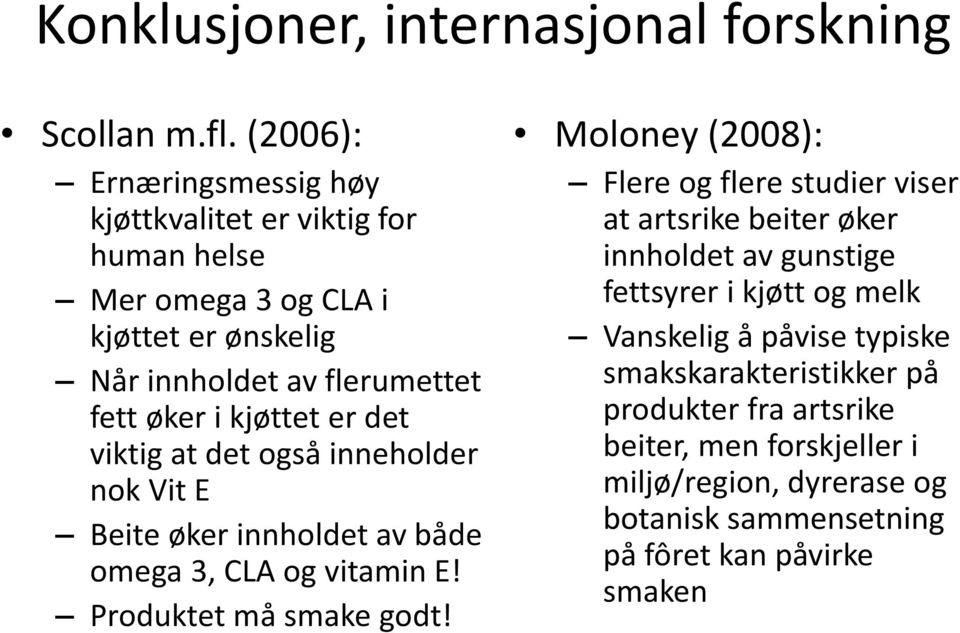 kjøttet er det viktig t det også inneholder nok Vit E Beite øker innholdet v både omeg 3, CLA og vitmin E! Produktet må smke godt!