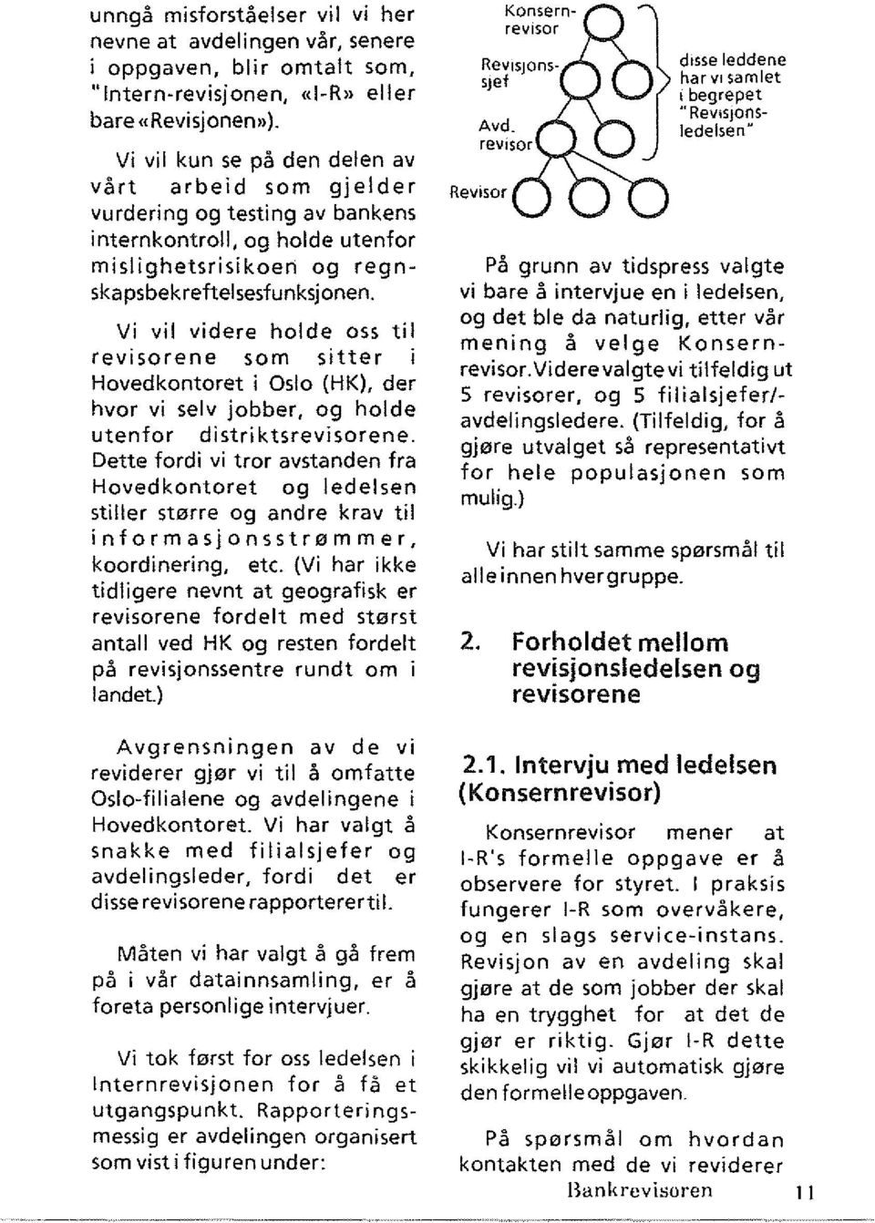 Vi vii videre holde oss til revisorene som sitter i Hovedkontoret i Oslo (HK), der hvor vi selv jobber, og holde utenfor di stri k tsrevi s~rene.