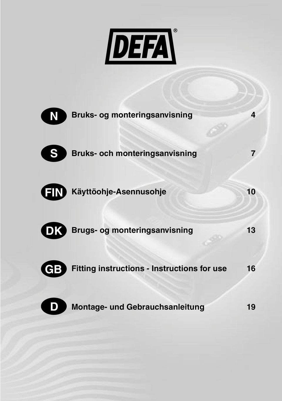 Brugs- og monteringsanvisning 13 GB Fitting