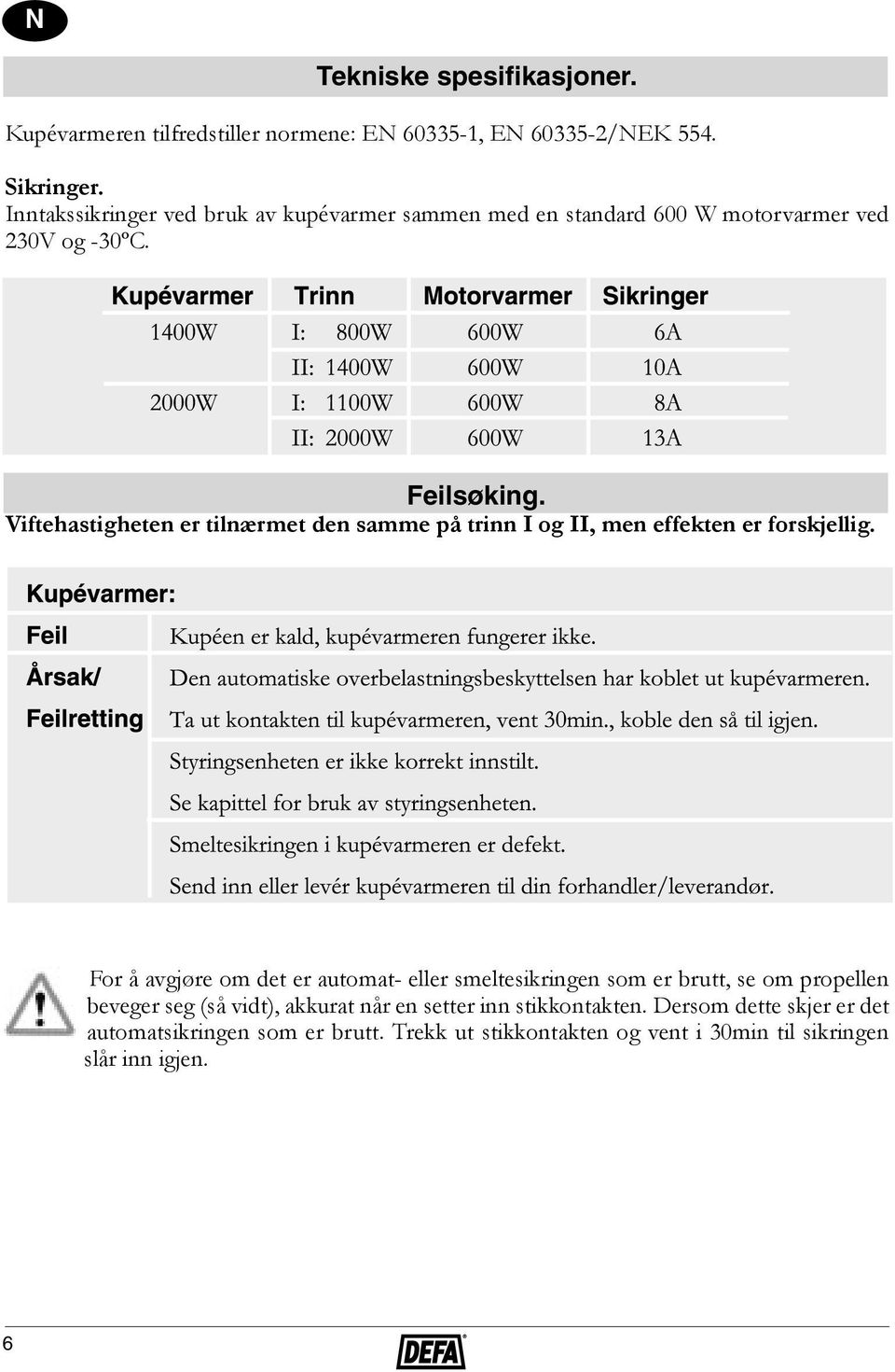 Viftehastigheten er tilnærmet den samme på trinn I og II, men effekten er forskjellig.